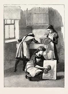 Scullery Work, Washing Up, School, London, Uk Scullery Work, Washing Up, School, London, Uk