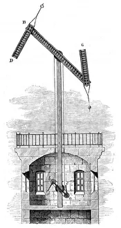 Sectional view of a telegraph tower using Chappe's (1763-1805) semaphore system Sectional view of a telegraph tower using Chappe's (1763-1805) semaphore system
