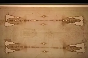 Detail of Shroud of Turin in Duomo (cathedral)