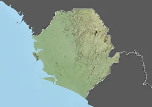 Sierra Leone, Relief Map with Border and Mask Sierra Leone, Relief Map with Border and Mask