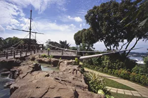 Singapore, Mount Faber Park, Marina Deck, reconstruction of a two-masted wooden ship Singapore, Mount Faber Park, Marina Deck, reconstruction of a two-masted wooden ship