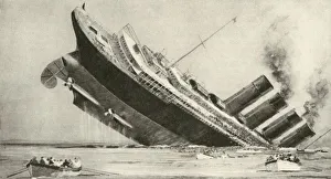 Sinking of the American liner 'Lusitania' after being struck by a torpedo Sinking of the American liner 'Lusitania' after being struck by a torpedo