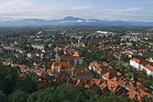 Slovenia, Ljubljana, view over city from hill castle, old town in foreground Slovenia, Ljubljana, view over city from hill castle, old town in foreground