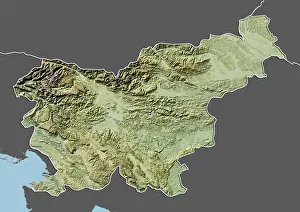 Slovenia Gallery: Slovenia, Relief Map with Border and Mask