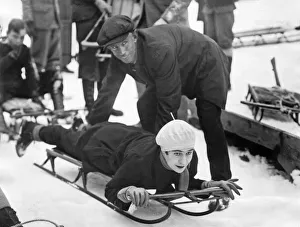 <b class=qtipBold><figcaption>Society Sports In Tuxedo</figcaption></b><br>Tuxedo, New York: January 4, 1927 Winter sports attract society people to Tuxedo. This photo shows Edith Wilmerding looking a bit apprehensive as she is about to be launched down the hill.<br><em>© Underwood Archives/UIG</em> Society Sports In Tuxedo