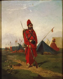 Soldier of army of General Justo Jose' Urquiza by Leon Palliere (1823-1887), Painting Soldier of army of General Justo Jose' Urquiza by Leon Palliere (1823-1887), Painting