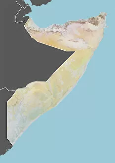 Somalia, Relief Map with Border and Mask