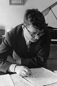 Music Collection: Soviet composer, dmitri shostakovich, working in his study, 1938