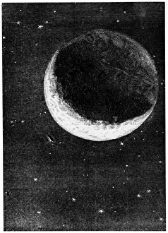 Space capsule dwarfed by the disc of the Moon. From Jules Verne Autour de la Lune, Paris Space capsule dwarfed by the disc of the Moon. From Jules Verne Autour de la Lune, Paris