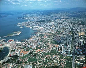 Spain, Galicia, Aerial view of Vigo Spain, Galicia, Aerial view of Vigo