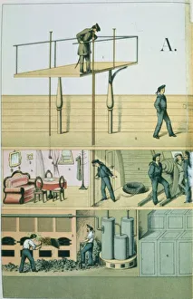 Speaking tube: Idealised cross-section of a ship, showing how communication between the Speaking tube: Idealised cross-section of a ship, showing how communication between the