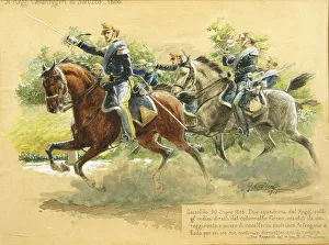 Squadron of Saluzzo Cavalleggeri (light cavalry) Regiment at Gazzoldo, June 30, 1866 by G Squadron of Saluzzo Cavalleggeri (light cavalry) Regiment at Gazzoldo, June 30, 1866 by G