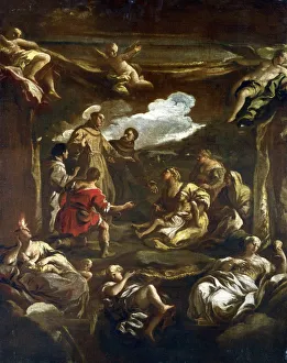St Anthony of Padua healing a young man. St Anthony (1195-1231) was a Franciscan St Anthony of Padua healing a young man. St Anthony (1195-1231) was a Franciscan