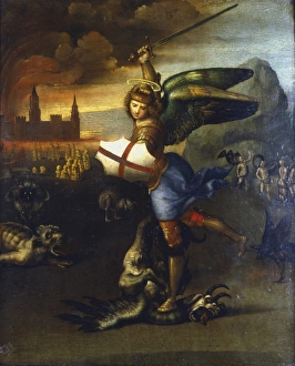 St Michael the Archangel. Raphael (1483-1520), Italian artist. Louvre, Paris St Michael the Archangel. Raphael (1483-1520), Italian artist. Louvre, Paris