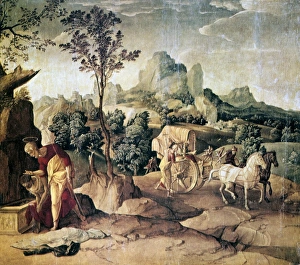 St Philip Baptising the Eunuch'. Oil on wood. Jan van Scorel (1495-1562) Netherlandish St Philip Baptising the Eunuch'. Oil on wood. Jan van Scorel (1495-1562) Netherlandish