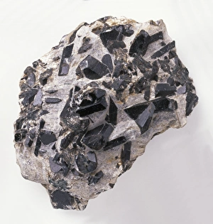Staurolite crystals in mica schist groundmass, close-up Staurolite crystals in mica schist groundmass, close-up