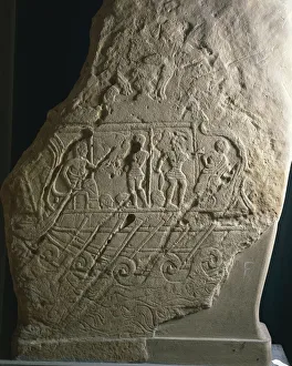Stela from Bologna, detail, relief with a warship Stela from Bologna, detail, relief with a warship