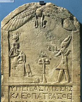 Cleopatra VII making offering to Isis (51-30 b.C.). Art