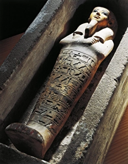 Stone shabtis inside sarcophagus Stone shabtis inside sarcophagus