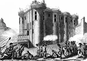 Storming of the Bastille by Parisians led by the Grenadier Guards 14 July 1789. Engraving Storming of the Bastille by Parisians led by the Grenadier Guards 14 July 1789. Engraving