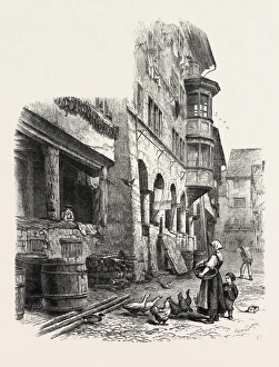 Street in Rapperschwyl, Switzerland, 19th century engraving Street in Rapperschwyl, Switzerland, 19th century engraving