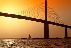 Sunshine Bridge at Tampa Bay and St. Petersburg, Florida at sunset Sunshine Bridge at Tampa Bay and St. Petersburg, Florida at sunset