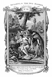 Susanna rejecting advances of the Elders. Accused by them of fornication Susanna rejecting advances of the Elders. Accused by them of fornication