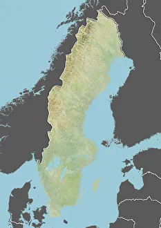 Sweden, Relief Map with Border and Mask Sweden, Relief Map with Border and Mask