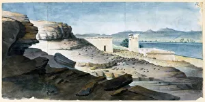 Temple of Amada, Nubia. Watercolour, Nestor l'Hote (1804-1842) French Egyptologist Temple of Amada, Nubia. Watercolour, Nestor l'Hote (1804-1842) French Egyptologist