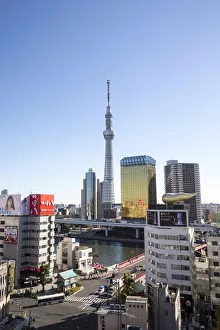 Tokyo Skytree Tower and Sumida River in Tokyo Japan Tokyo Skytree Tower and Sumida River in Tokyo Japan
