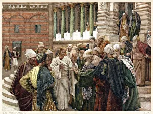The Tribute Money. Jesus telling his questioners to render up to Caesar what was The Tribute Money. Jesus telling his questioners to render up to Caesar what was