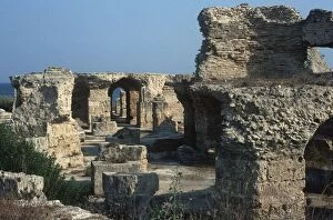 Tunisia, Carthage, Ruins of Roman city, thermal baths of Antoninus Pius