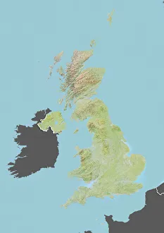 United Kingdom, Relief Map with Border and Mask United Kingdom, Relief Map with Border and Mask
