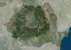Romania Print with Mask Color Satellite Image