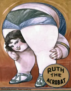Prints of Ruth the Acrobat, Poster for a Side Show at Vermont State Fair, Rutland, Vermont, USA, Jack Delano for U.S. Farm Security Administration, September 1941 Rutland Prints: Ruth the Acrobat Print - Vintage Vermont State Fair Poster