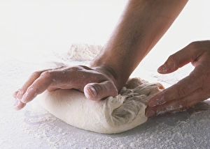 Use the heel of your working hand to gently push the dough away from you Use the heel of your working hand to gently push the dough away from you