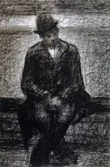 Vagabond': Georges Pierre Seurat (1859-1891) French artist. Conte crayon Vagabond': Georges Pierre Seurat (1859-1891) French artist. Conte crayon