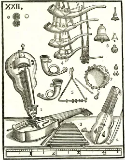 Various musical instruments. 1: Forms of Hurdy-Gurdy, also called Peasant Lyre Various musical instruments. 1: Forms of Hurdy-Gurdy, also called Peasant Lyre