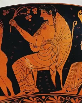 Vase with scene of assembly of gods: Zeus, Ganymede and Vesta, Detail of Vesta