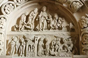 Images Dated 24th December 2007: Vezelay basilica narthex tympanum