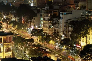 Urban Scene Gallery: Vietnam, Ho Chi Minh City, Le Loi Street illuminated at night