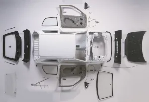 Above view of the bodywork of a small car Above view of the bodywork of a small car