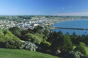 View of Oamaru and the harbour from Lookout Reserve, Otago View of Oamaru and the harbour from Lookout Reserve, Otago