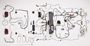 Above view of wiring loom of modern car Above view of wiring loom of modern car