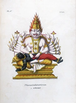 Vishnu, one of the gods of the Hindu trinity (trimurti) in his fourth avatar as Narashima Vishnu, one of the gods of the Hindu trinity (trimurti) in his fourth avatar as Narashima