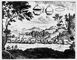 Von Guericke's demonstration of power of vacuum, using Magdeburg hemispheres Von Guericke's demonstration of power of vacuum, using Magdeburg hemispheres