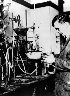 Wallace Hume Carothers (1896-1937) in the laboratory. Discovered of nylon while working Wallace Hume Carothers (1896-1937) in the laboratory. Discovered of nylon while working