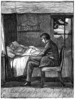 Will watching and listening at his friends deathbed. Illustration by John Everett Millais Will watching and listening at his friends deathbed. Illustration by John Everett Millais