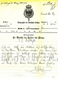 William IIs telegram to von Bulow William IIs telegram to von Bulow