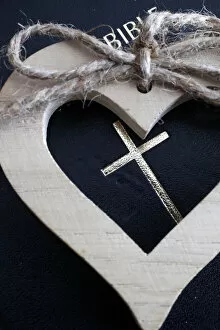 A wooden heart and the Holy Bible